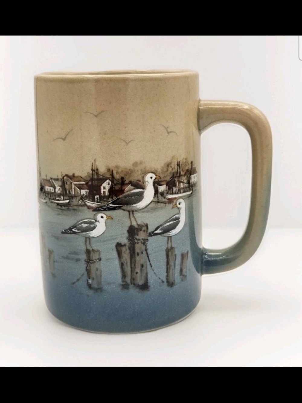Otagiri Seagull Harbor Ceramic Coffee Mug - Blue and Beige